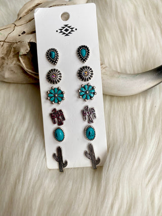 The Leona 6 Pair Earring Set {Silver}