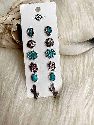 The Leona 6 Pair Earring Set {Silver}